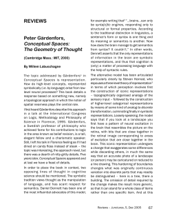 REVIEWS Peter G&auml;rdenfors, Conceptual Spaces: The Geometry of