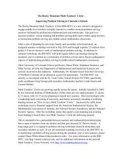 The Rocky Mountain Math Teachers` Circle &ndash; Improving Problem