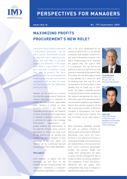 MaxiMizing profits procureMent`s new role?
