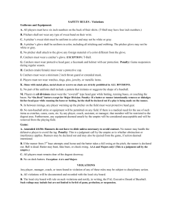 SAFETY RULES - Violations Uniforms and Equipment: A. All players