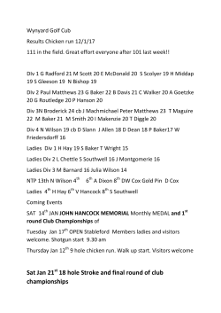 Sat Jan 21 18 hole Stroke and final round of club championships