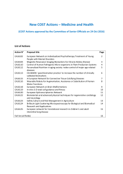 New COST Actions &ndash; Medicine and Health