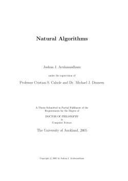 Natural Algorithms - Department of Computer Science
