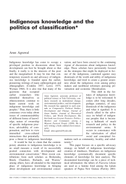 Indigenous knowledge and the politics of classification*