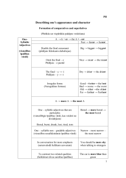 PH Describing one`s appearance and character Formation of