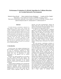 Performance Evaluation of a Hybrid Algorithm for Collision Detection