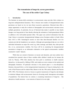 Intergenerational Mobility In A Settler Community: The Case Of