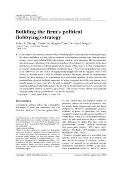 Building the firm`s political (lobbying) strategy