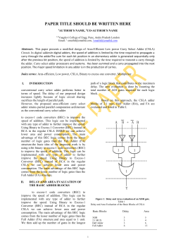 area efficient and low power carry select adder using binary