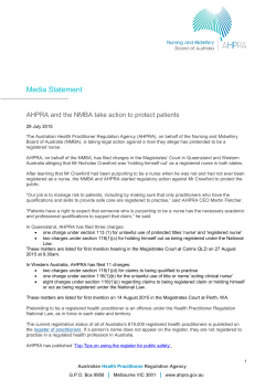 AHPRA takes action to protect patients