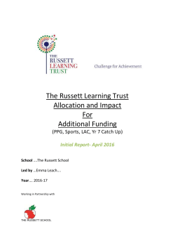 Additional Funding &ndash; Initial Report April 2016-17