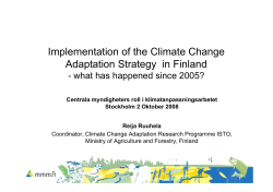Implementation of the Climate Change Adaptation Strategy