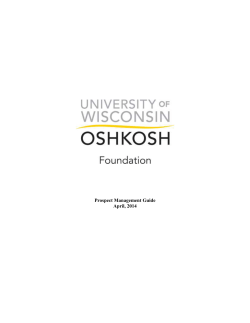 Prospect Management Guide - University of Wisconsin Oshkosh