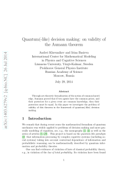 Quantum (-like) decision making: on validity of the Aumann theorem