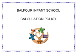 BALFOUR INFANT SCHOOL CALCULATION POLICY