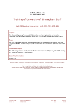 UoB-QMS-QCD-001 - University of Birmingham Intranet