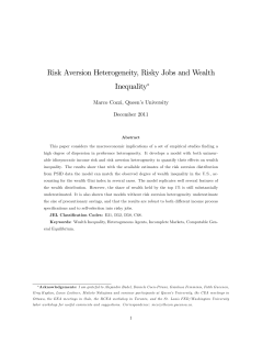 Risk Aversion Heterogeneity, Risky Jobs and Wealth Inequality&lowast;