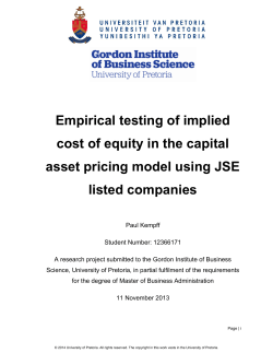 Empirical testing of implied cost of equity in the CAPM