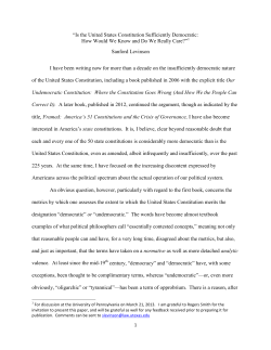 Is the United States Constitution Sufficiently Democratic: How Would