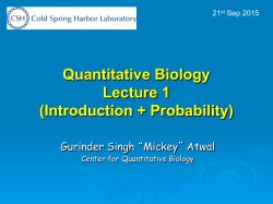 Quantitative Biology Lecture 1 (Introduction + Probability)
