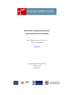 New Parties in Advanced Democracies: Causes and Barriers to