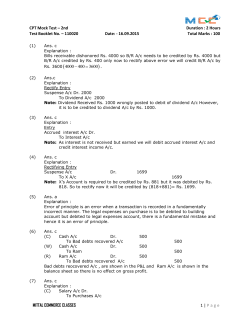 CPT Mock Test &ndash; 2nd Duration : 2 Hours Test Booklet No. &ndash; 110020