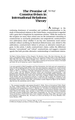 The Promise of Constructivism in International Relations Theory