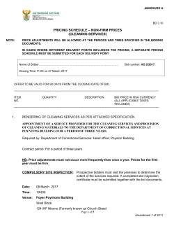 pricing schedule – non-firm prices (cleaning services)