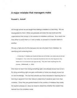 A major mistake that managers make