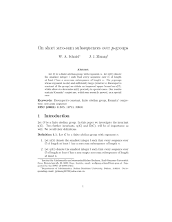 On short zero-sum subsequences over p