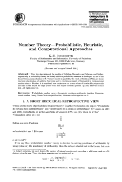 Number Theory -Probabilistic, Heuristic, and Computational