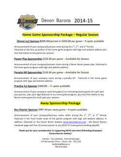Home Game Sponsorship Package &ndash; Regular Season Away