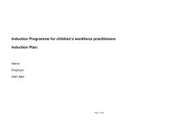 Sample Induction Programme for Children`s Workforce Practitioners