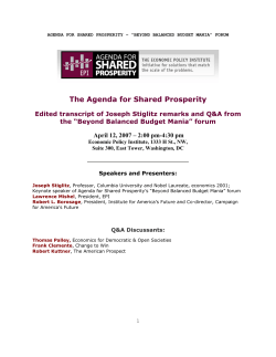 talk - Agenda for Shared Prosperity