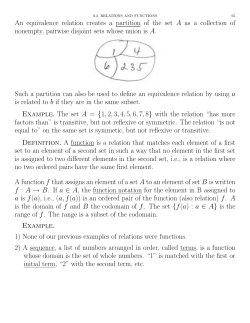 An equivalence relation creates a partition of the set A as a