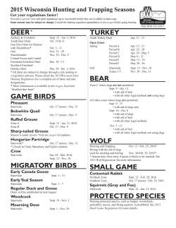 deer* game birds migratory birds turkey bear wolf small game