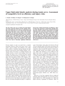 Upper limb joint kinetic analysis during tennis serve: Assessment of