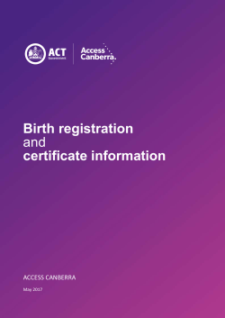 Birth registration and certificate information - Access Canberra