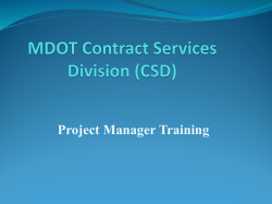 MDOT Project Manager Training