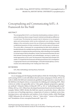 Conceptualizing and Communicating SoTL: A Framework for the Field