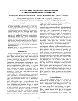 Reasoning about mental states in sequential games