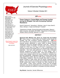 JEPonline Power Output in Trained Male and Female Cyclists