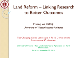 Land Reform &ndash; Linking Research to Better