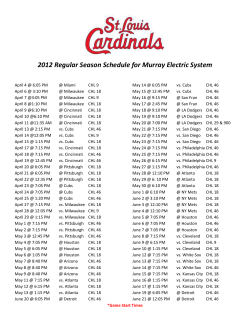 2012 Regular Season Schedule for Murray Electric System