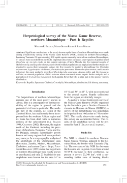 Herpetological survey of the Niassa Game Reserve, northern