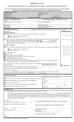 proof of claim - CareConcepts Insurance, Inc
