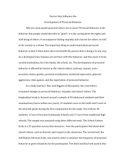 Factors that Influence the Development of Prosocial Behavior Why