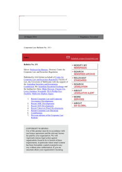 Corporate Law Bulletin 151 - March 2010