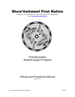 Post-Secondary Student Support Program