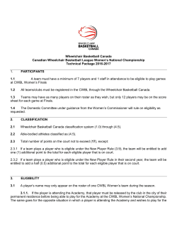 Technical Package &ndash; CWBL Women`s National Championship 2016